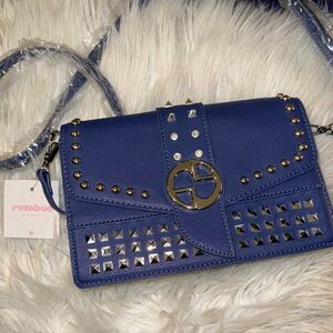 Rosebud Blue Studded Crossbody Bag